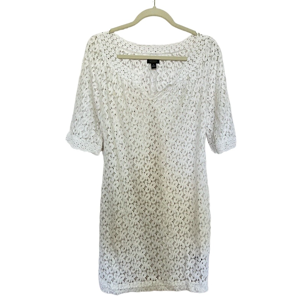 🌵 Nicole by Nicole Miller Lacy White 3/4 Sleeve Beach Cover Up Dress - Size 6